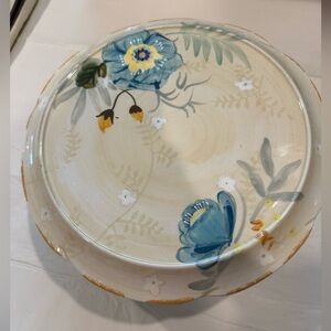Floral Ceramic Dessert/Cake Plate Stand blue flower